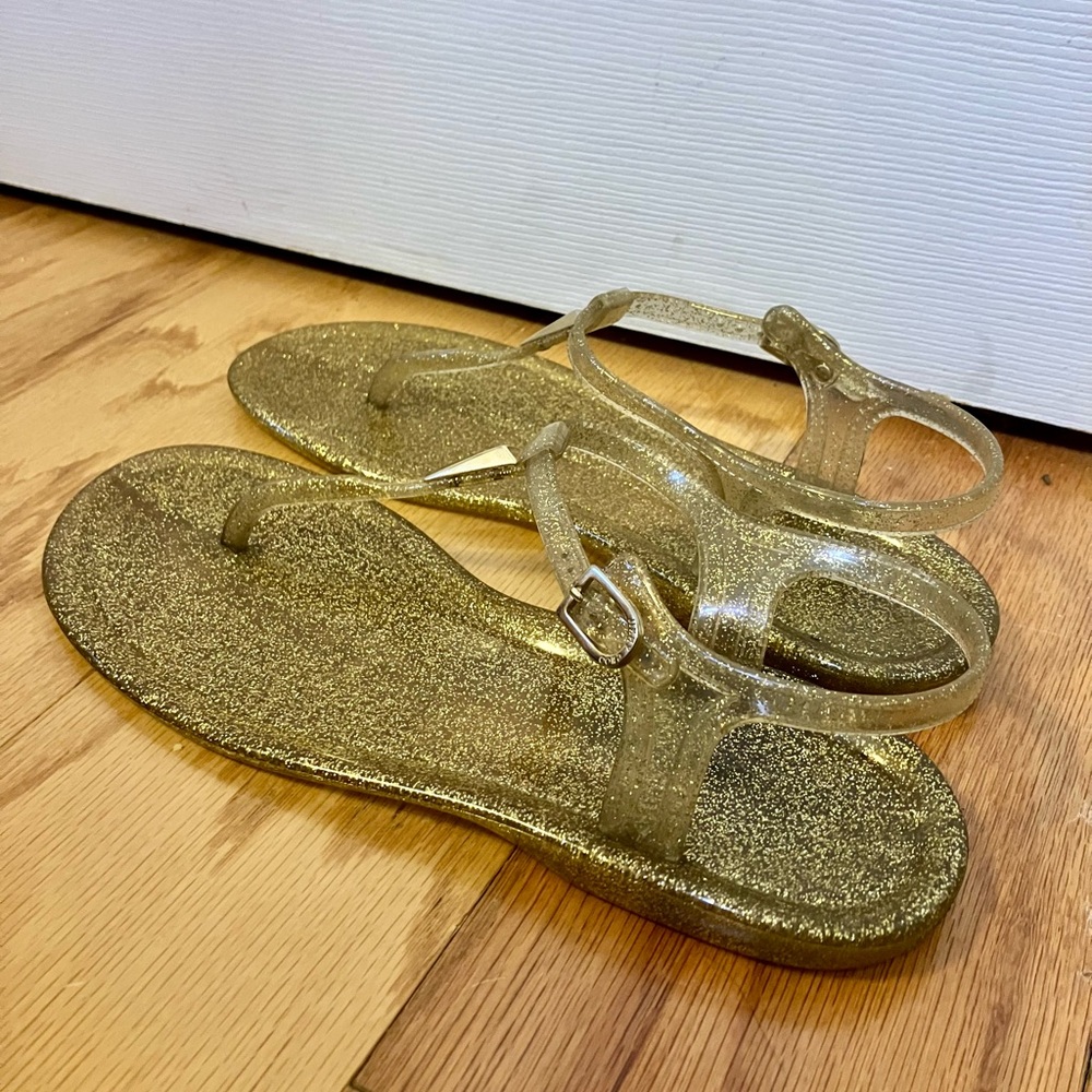 Jimmy Choo gold jelly sandals